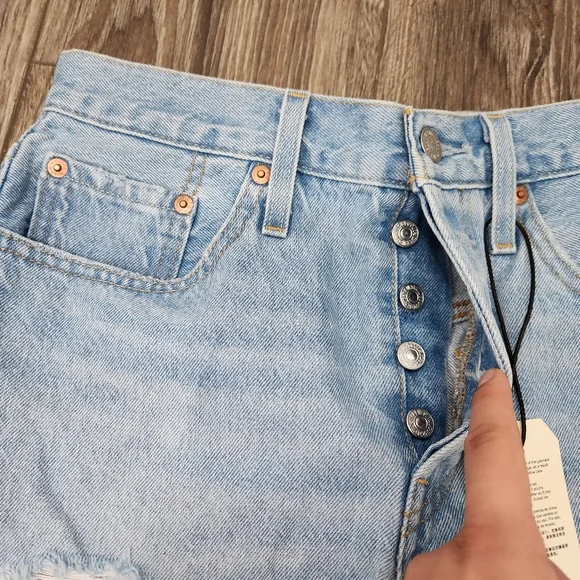 NWT Levis 501 Premium High Rise Button Fly Denim Shorts 27 - Picture 7 of 13